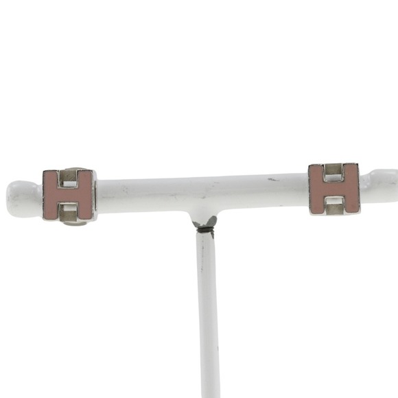 HERMES Cardue Ash Earrings H Cube Metal Made in France Silver Approx. 6.1g Wo... - Picture 1 of 4